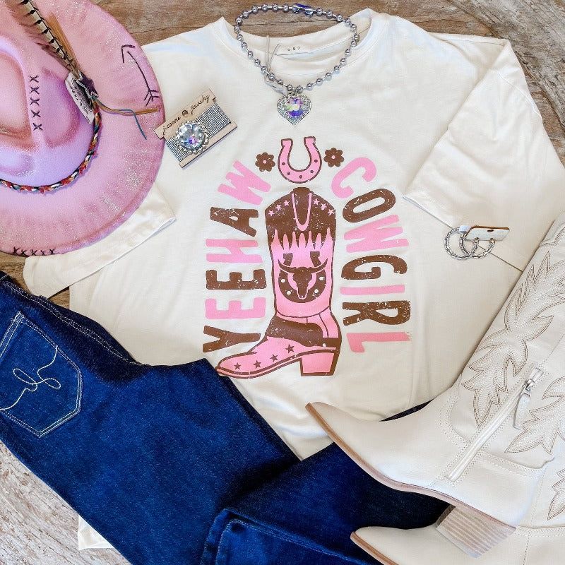 Yeehaw Cowboy Oversized Graphic Tee sold by Boujee Boutique
