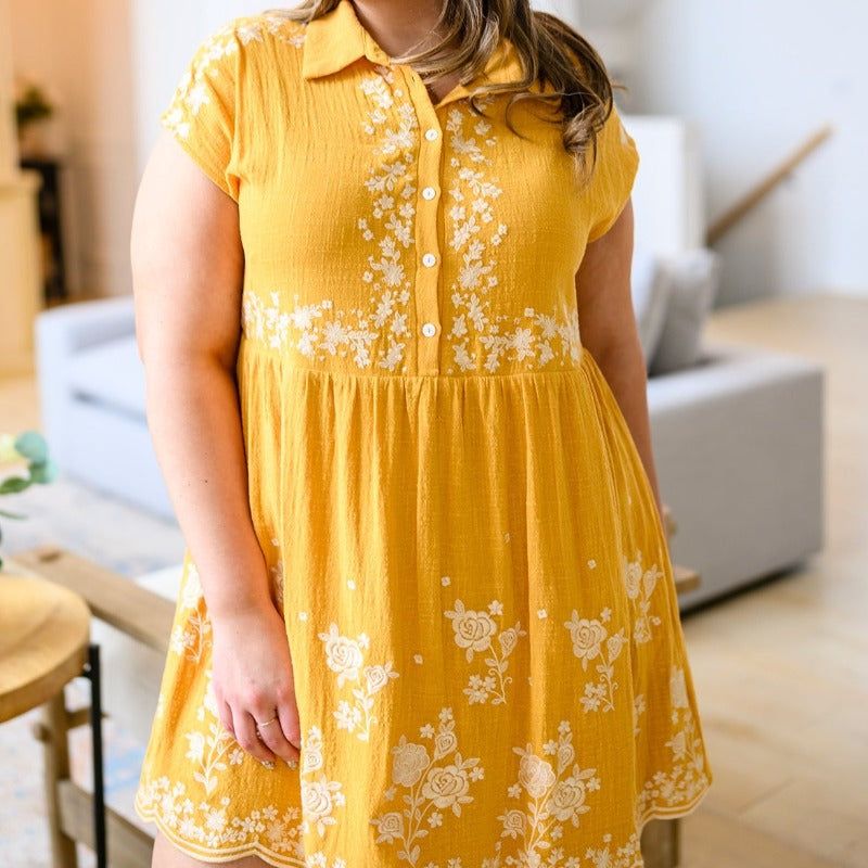 Marigold Embroidered Dress sold by Boujee Boutique product image thumbnail 4