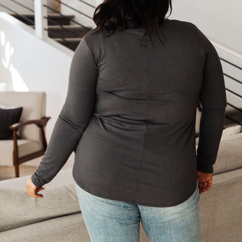 Scoop Me Up Long Sleeve Top in Ash Grey sold by Boujee Boutique product image thumbnail 5