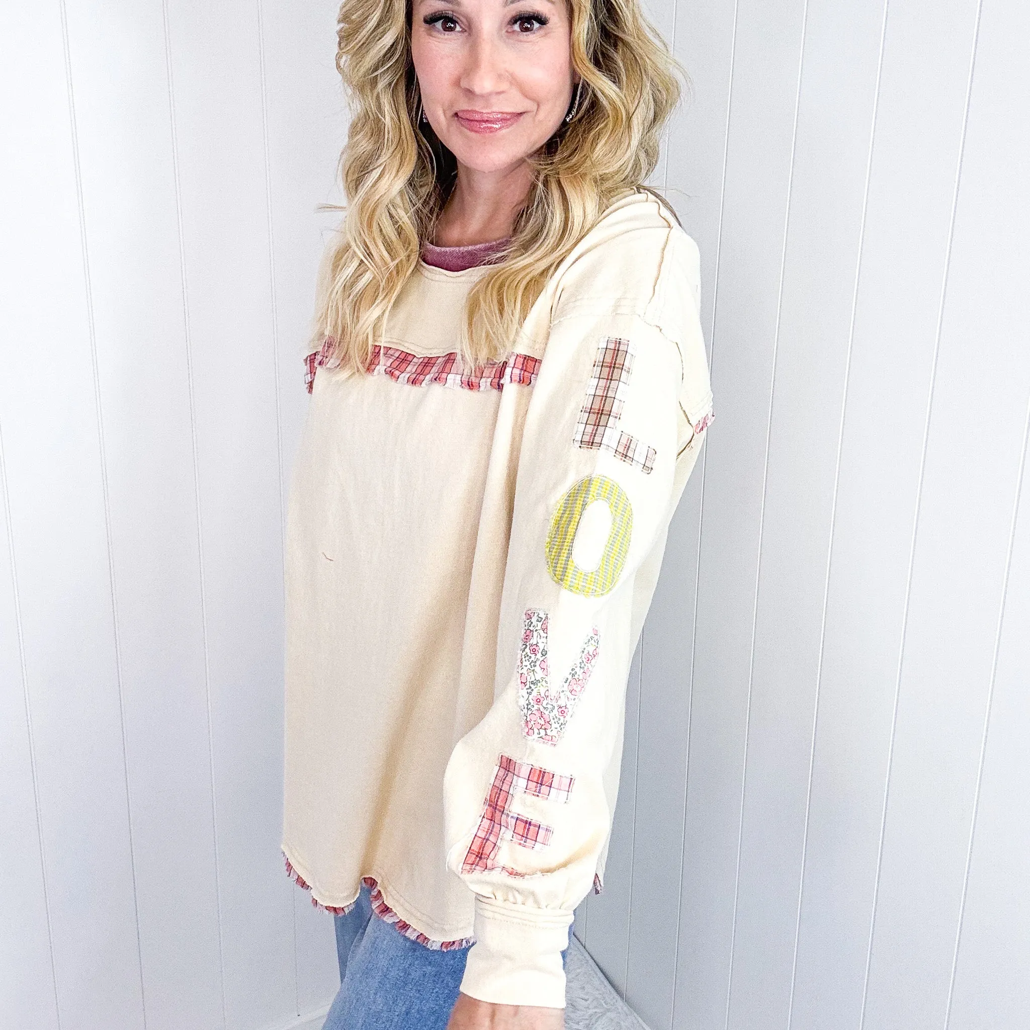 A Touch of Love Patch on Long Sleeve Pullover Top In 2 Options *Final Sale* sold by Boujee Boutique product image thumbnail 4