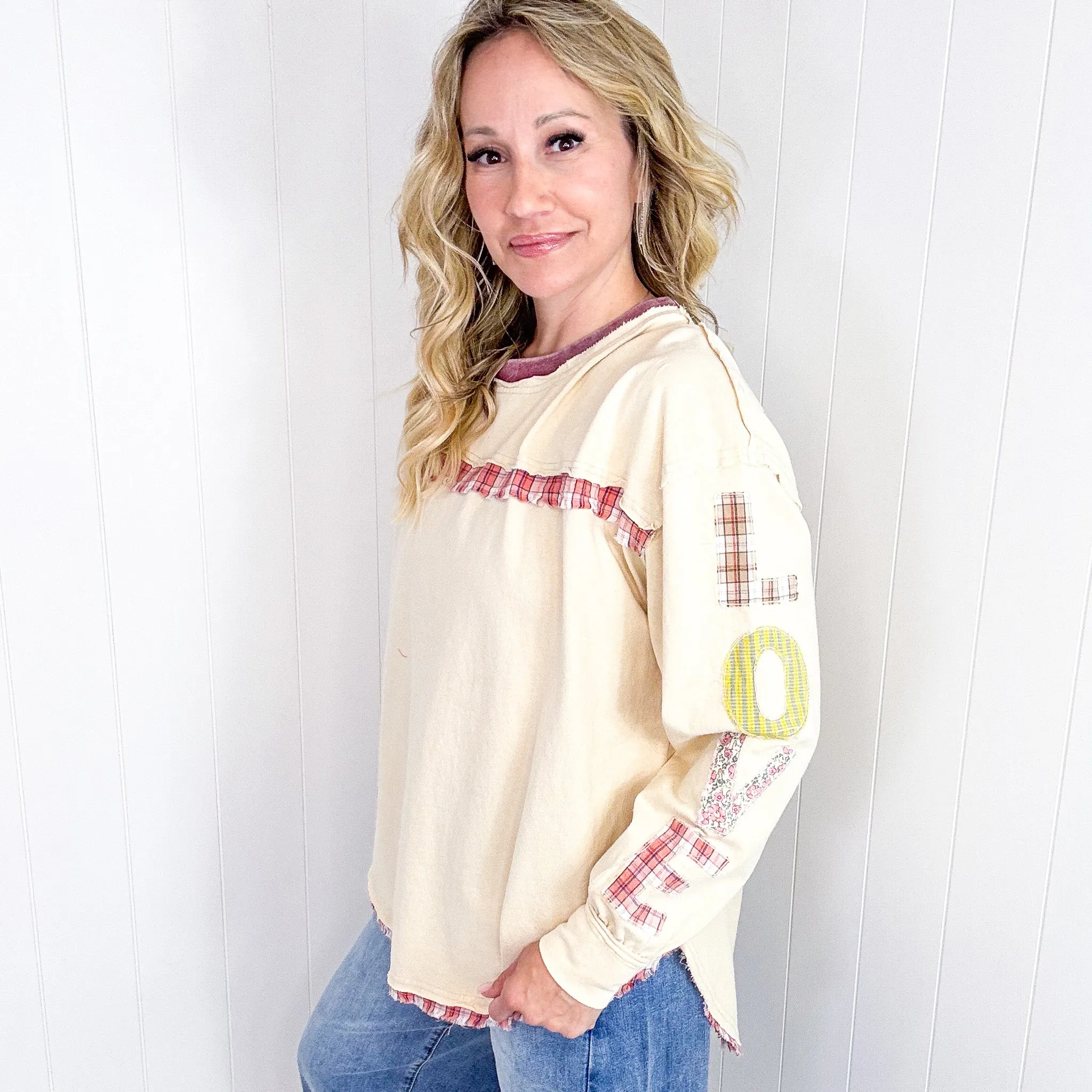 A Touch of Love Patch on Long Sleeve Pullover Top In 2 Options *Final Sale* sold by Boujee Boutique product image thumbnail 2