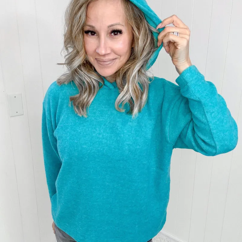Teal Brushed Hacci Sweater Hoodie sold by Boujee Boutique