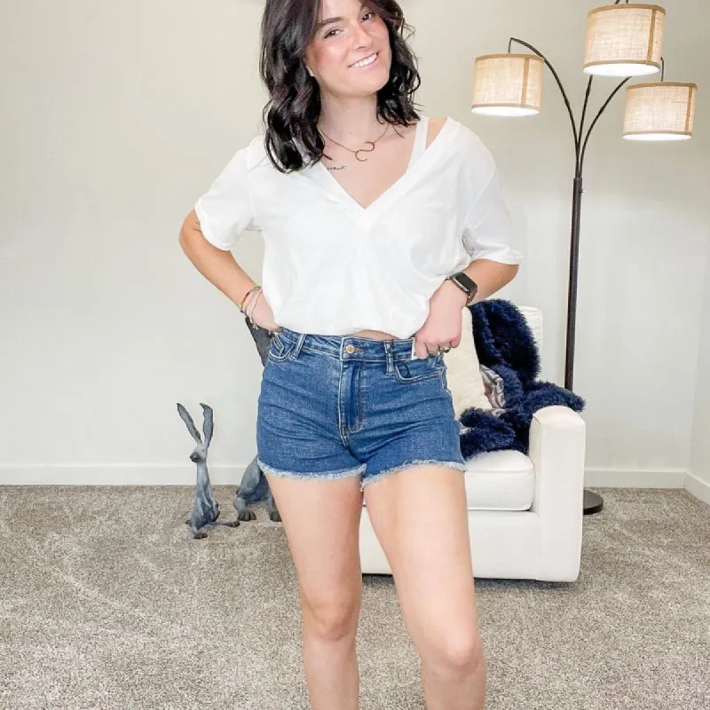 Judy Blue High Waist Vintage Wash Cut Off Shorts sold by Boujee Boutique