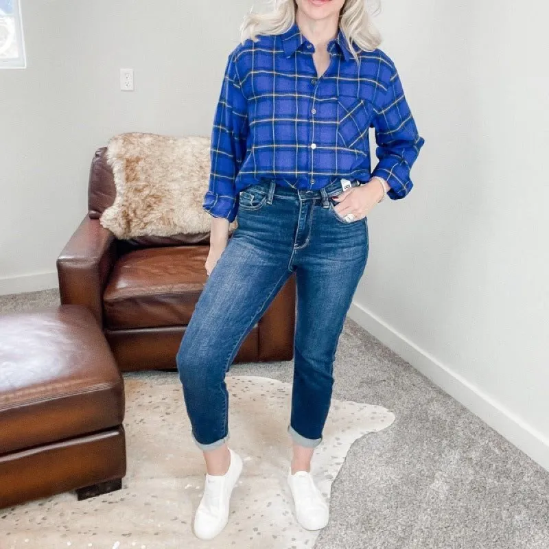 Judy Blue London Slim Fit High Waist Cuffed Cropped Jeans sold by Boujee Boutique