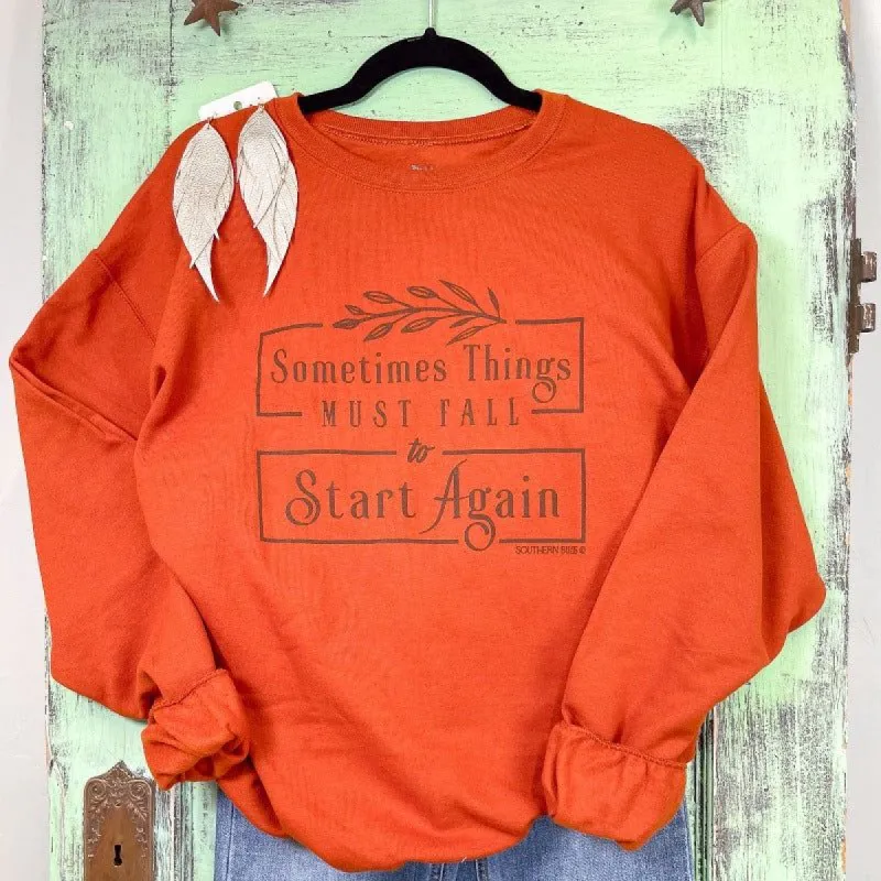 Fall Start Again Burnt Orange Solid Sweatshirt sold by Boujee Boutique