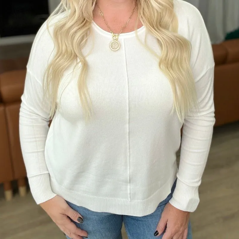 Front Seam Round Neck Sweater in Ivory sold by Boujee Boutique