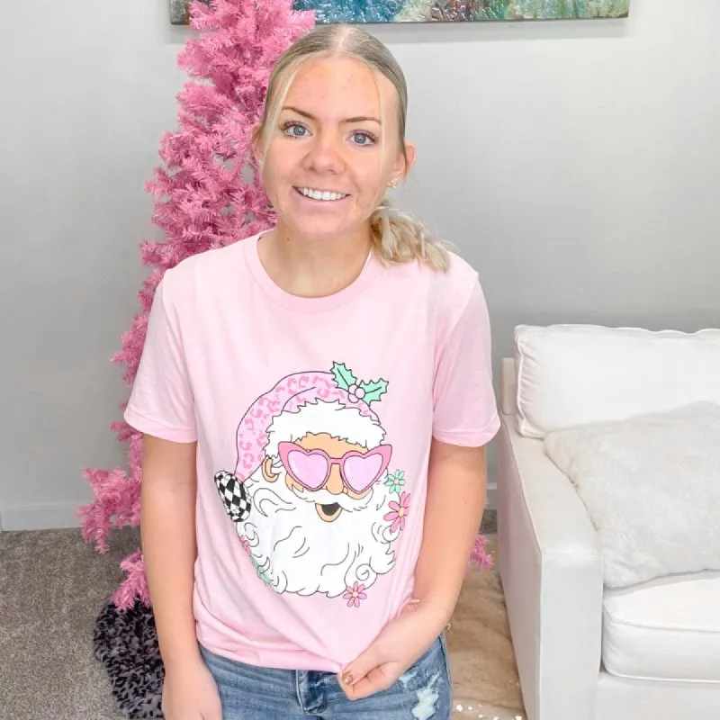 Pink Groovy Santa Short Sleeve Graphic Tee sold by Boujee Boutique