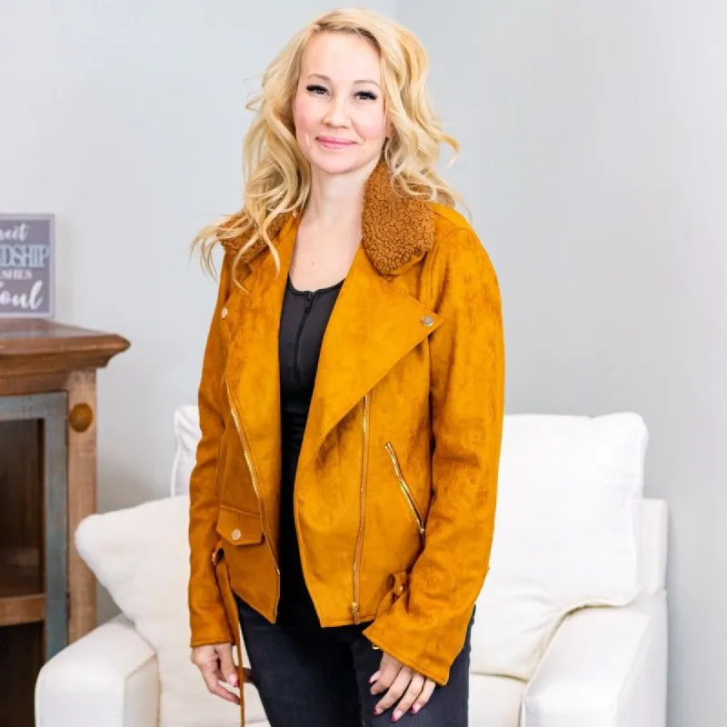 Select Collection Faux Suede Moto Jacket sold by Boujee Boutique