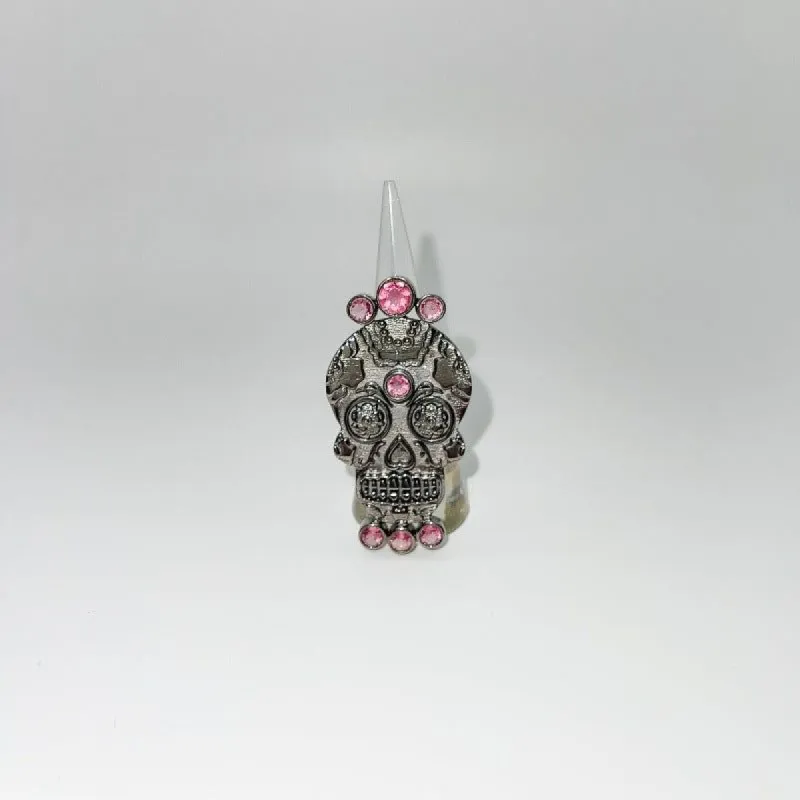 Hespera Gunmetal Sugar Skull Ring sold by Boujee Boutique