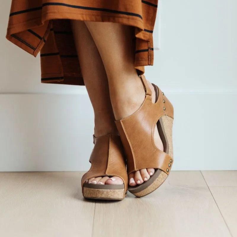 Corky's Walk This Way Wedge Sandals in Cognac sold by Boujee Boutique