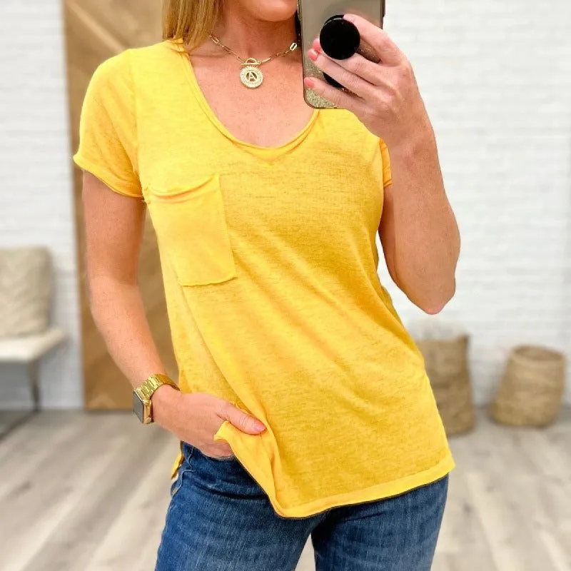 Melange Burnout V-Neck T-Shirt in Yellow Gold sold by Boujee Boutique
