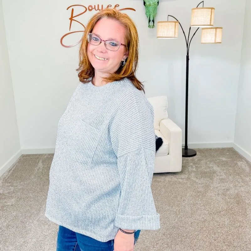 Cecelia Heather Grey Ribbed Boxy Tunic sold by Boujee Boutique