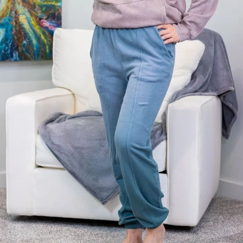 Della Faded Teal Knit Joggers sold by Boujee Boutique
