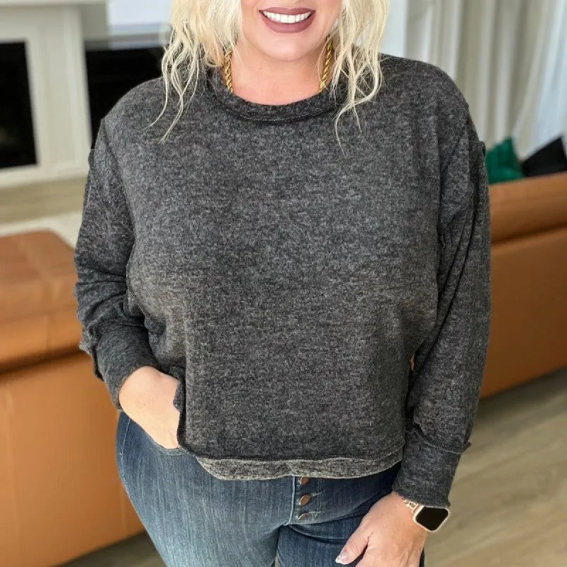 Black Brushed Hacci Oversized Sweater sold by Boujee Boutique