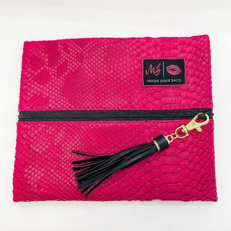 Pink Python Print Small Makeup Junkie Bag sold by Boujee Boutique