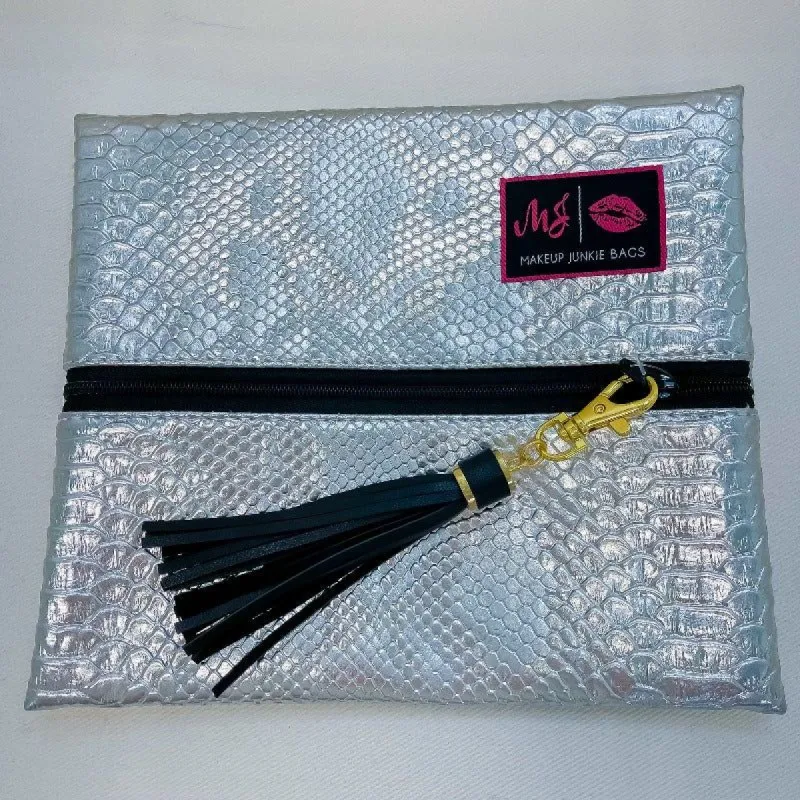 Python Embossed Small Makeup Junkie Bag sold by Boujee Boutique