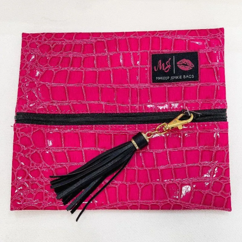 Meredith Pink Small Makeup Junkie Bag sold by Boujee Boutique