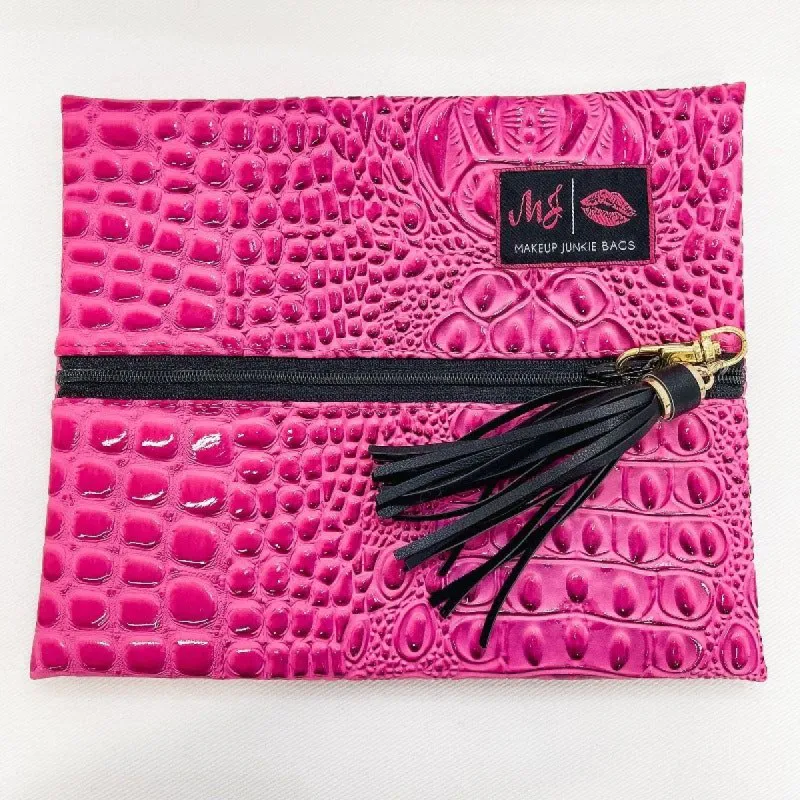 Gator Embossed Small Makeup Junkie Bag sold by Boujee Boutique