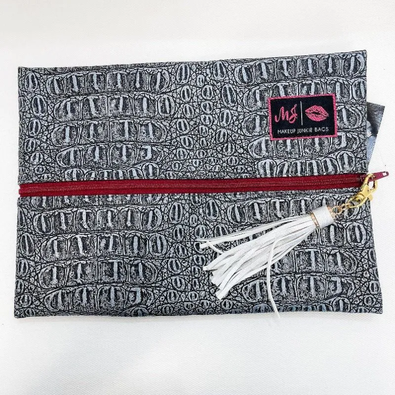 Metallic Croc Medium Makeup Junkie Bag sold by Boujee Boutique