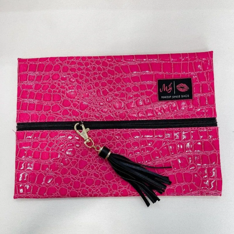 Meredith Pink Medium Makeup Junkie Bag sold by Boujee Boutique