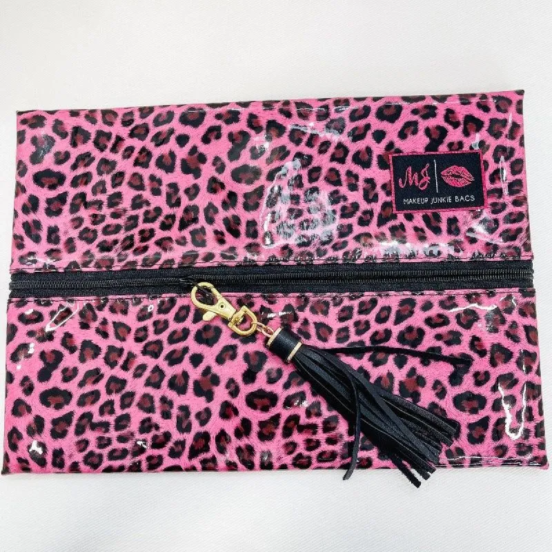Pink Leopard Print Medium Makeup Junkie Bag sold by Boujee Boutique