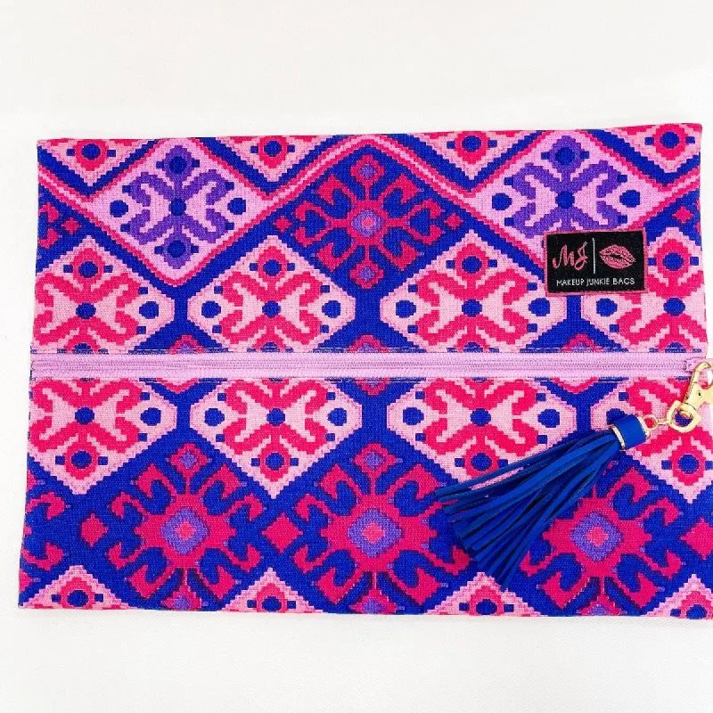 Aztec Pink Large Makeup Junkie Bag sold by Boujee Boutique