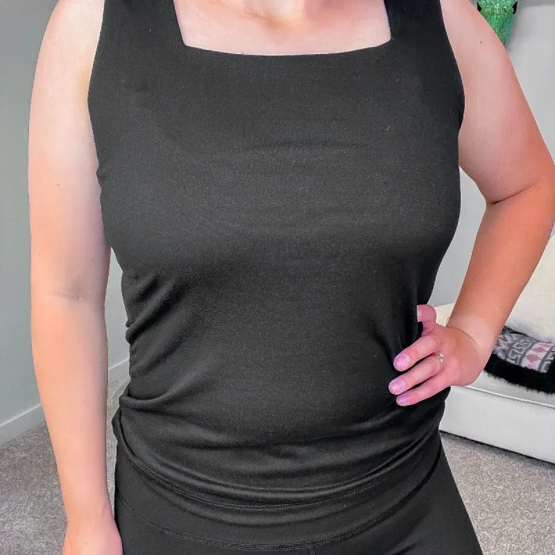 Black Square Neck Tank Top sold by Boujee Boutique