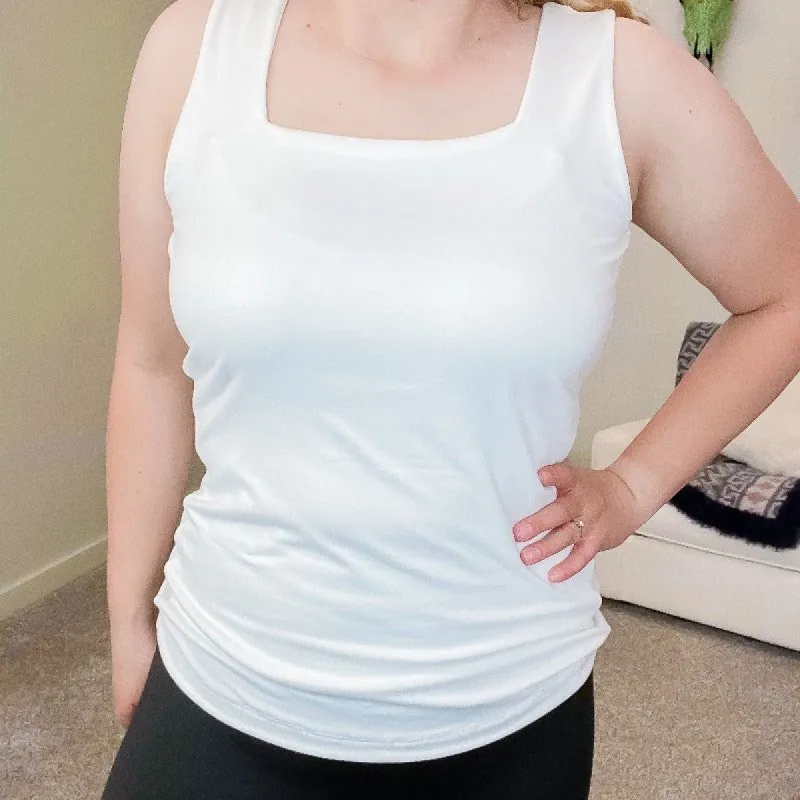 White Square Neck Tank Top sold by Boujee Boutique