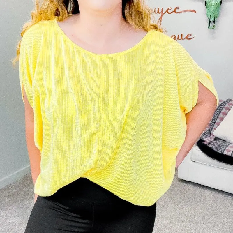 Bumble Bee Yellow Short Dolman Sleeve Top sold by Boujee Boutique