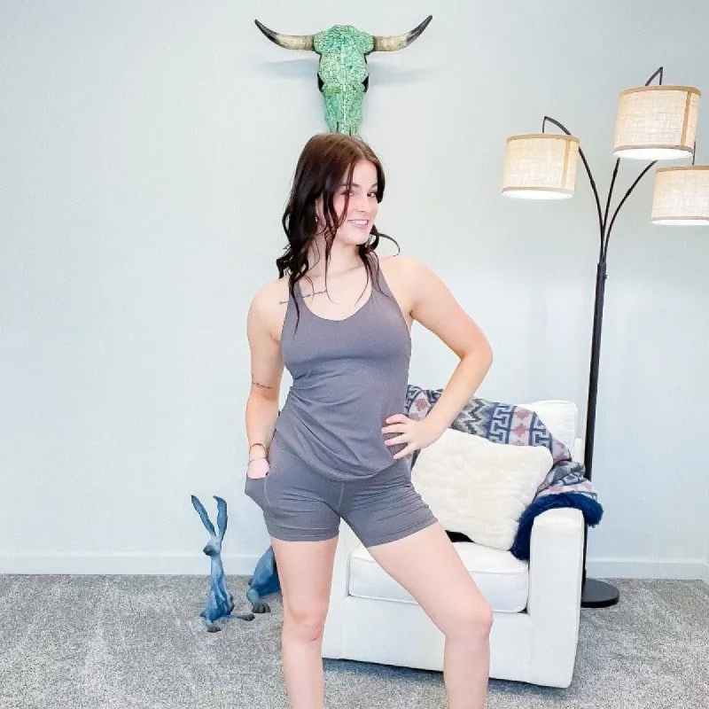 Dark Grey Athletic Shorts with Pockets sold by Boujee Boutique