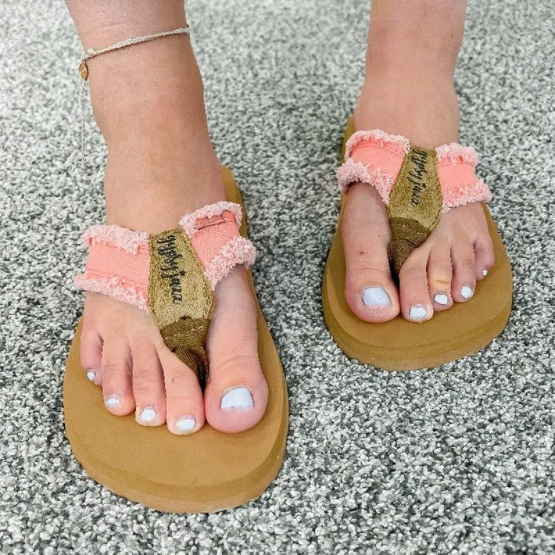 Gypsy Jazz Encore Coral Flip Flops sold by Boujee Boutique