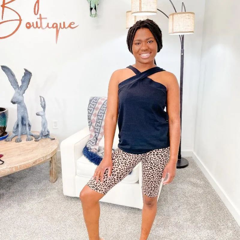 High Waist Leopard Print Biker Shorts sold by Boujee Boutique
