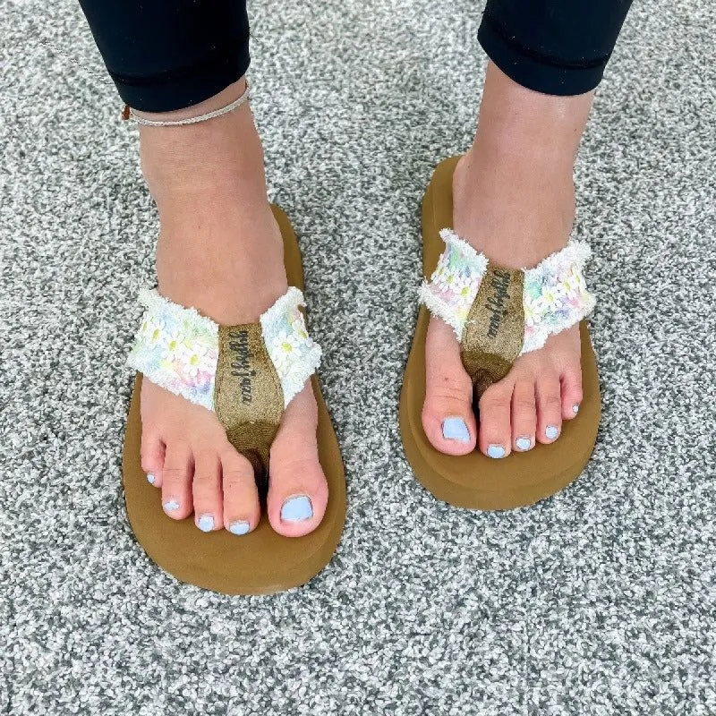Gypsy Jazz Pastel Daises Flip Flops sold by Boujee Boutique