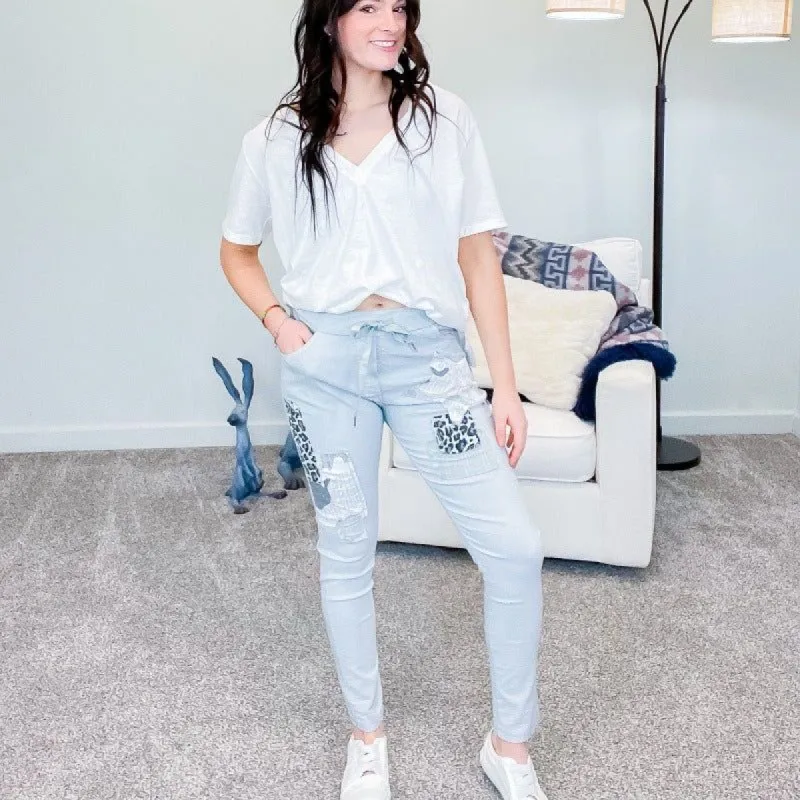 Grey Italian Designer Patch Cheetah Print Pants sold by Boujee Boutique