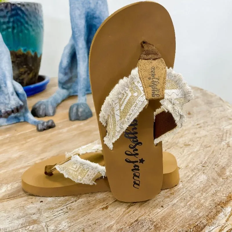Gypsy Jazz Aztec Tan Flip Flops sold by Boujee Boutique