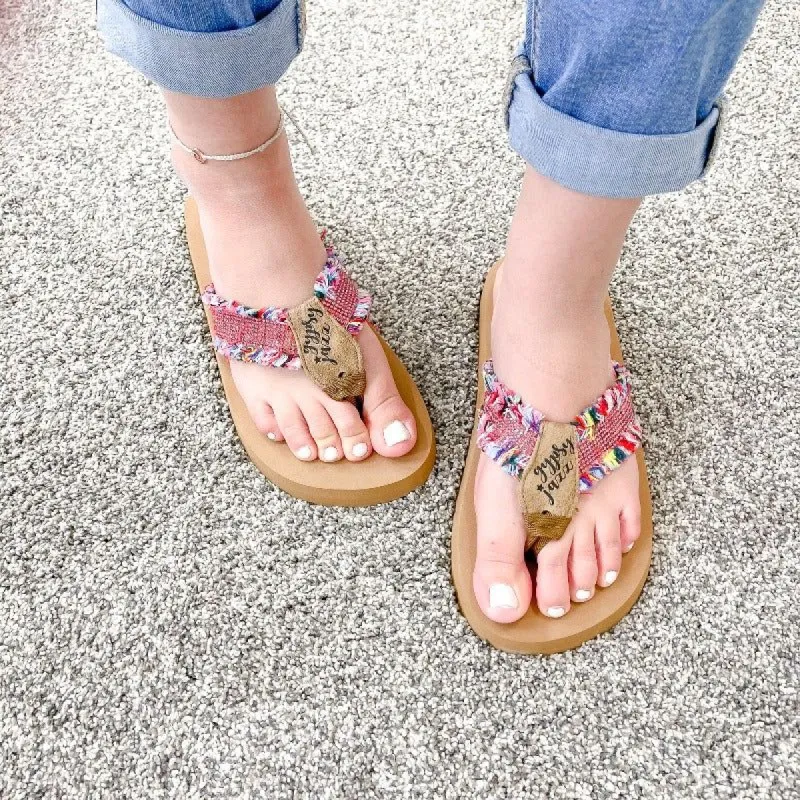 Gypsy Jazz Cha Ching Pink Serape Flip Flop sold by Boujee Boutique