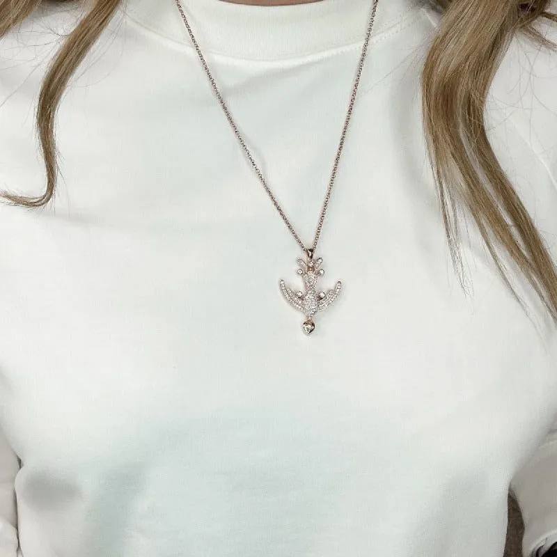 Hespera Diamond and Rose Gold Phoenix Necklace sold by Boujee Boutique
