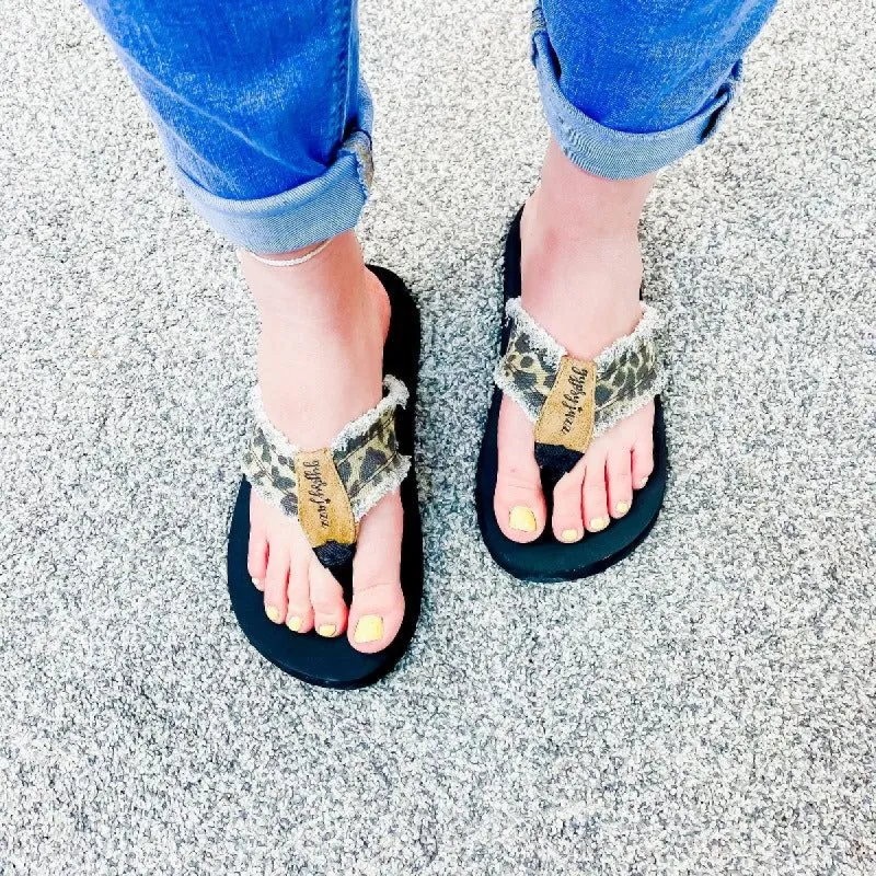 Gypsy Jazz Tan Leopard Flip Flops sold by Boujee Boutique