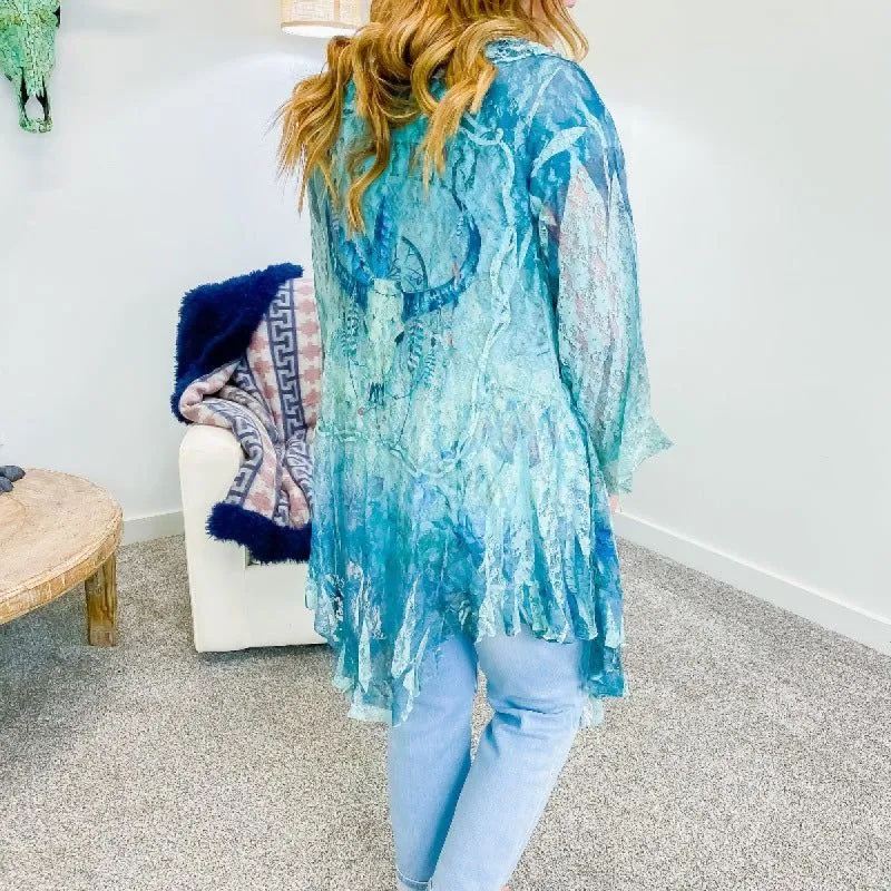 Western Lace Cardigan with Ruffles sold by Boujee Boutique