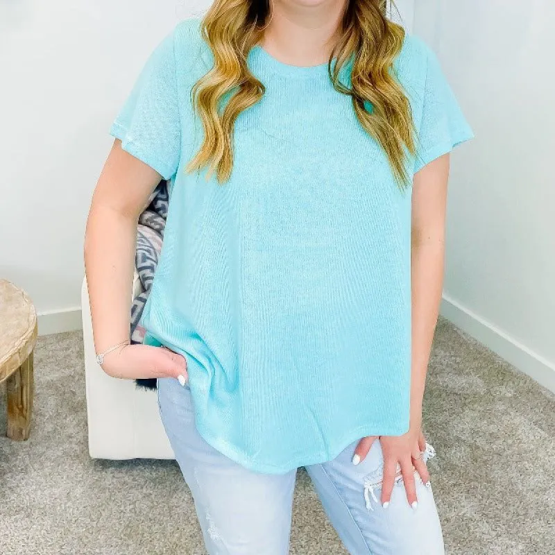 Mint Short Sleeve Pointed Hem Tunic Top sold by Boujee Boutique