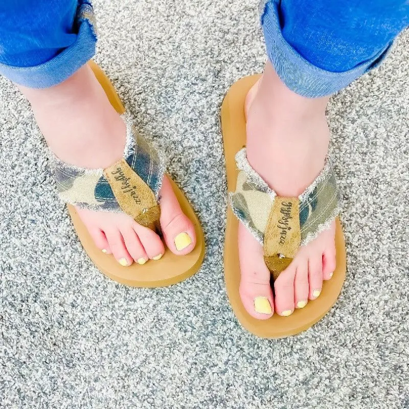 Gypsy Jazz Camo Flip Flops sold by Boujee Boutique