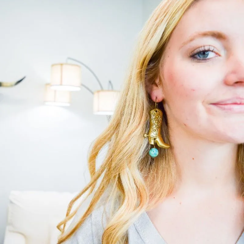 Settle Down Cowgirl Boot Earrings sold by Boujee Boutique