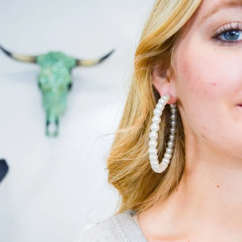 Pearl Hoop Earrings sold by Boujee Boutique