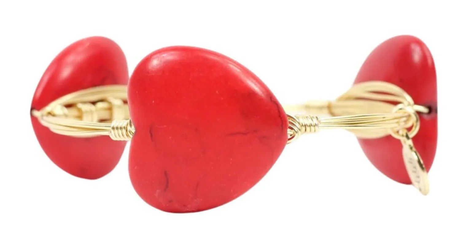 The Red Heart Bangle Bracelet sold by Bourbon and Bowties