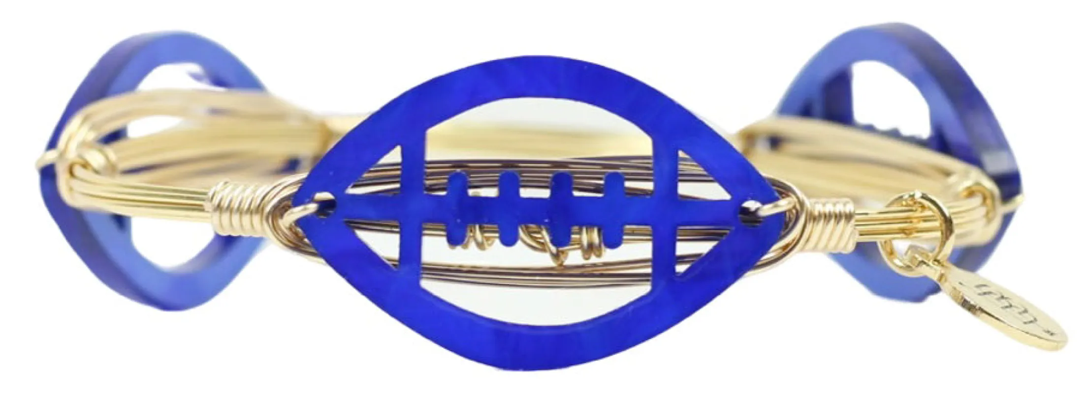 The Acrylic Football Bangle Bracelet - Royal Blue Pearl sold by Bourbon and Bowties