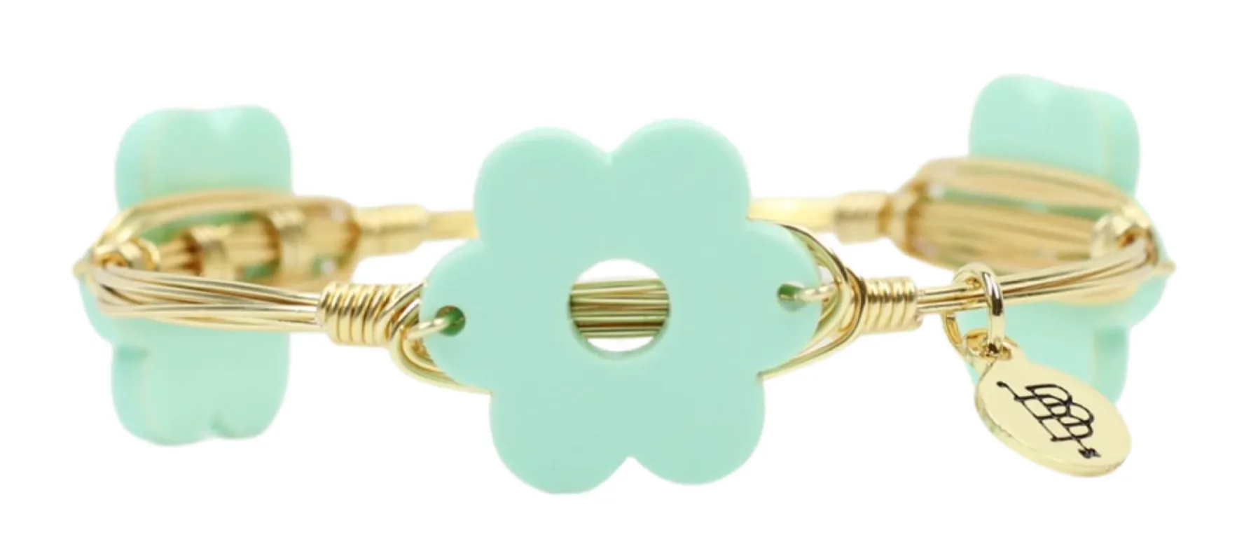 The Flower Bangle Bracelet - Mint sold by Bourbon and Bowties