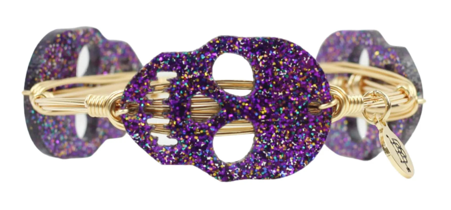 The Skull Bangle Bracelet - Purple Glitter sold by Bourbon and Bowties
