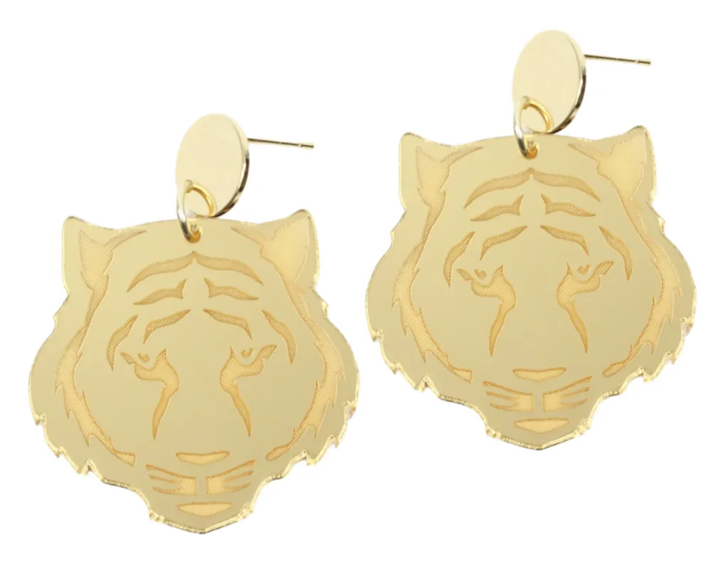 Gold Tiger Earring sold by Bourbon and Bowties