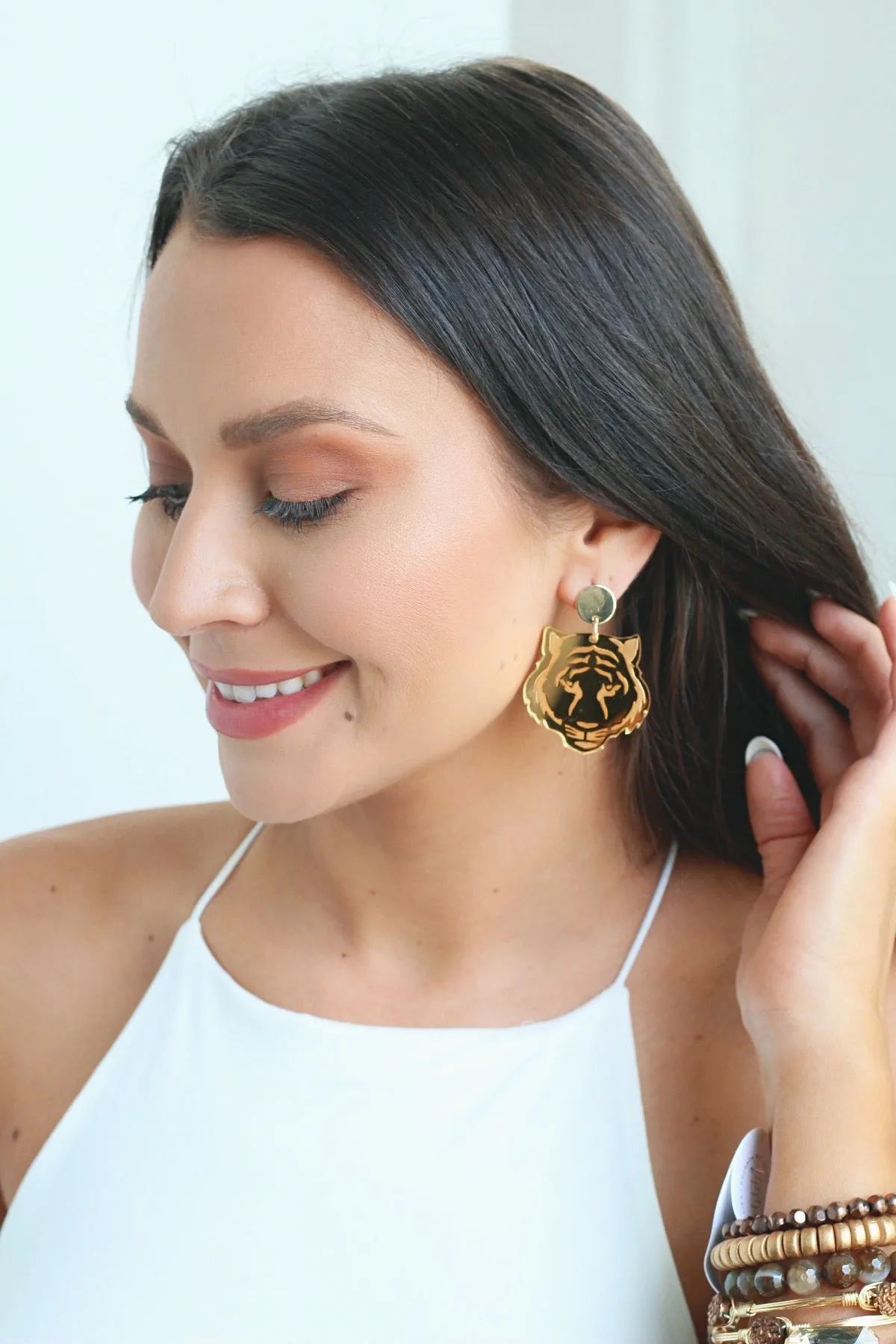 Gold Tiger Earring sold by Bourbon and Bowties product image thumbnail 2