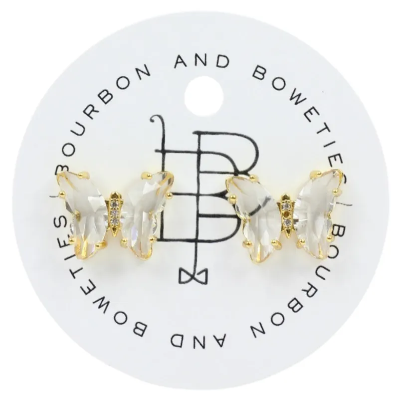 Crystal Butterfly Stud Earring sold by Bourbon and Bowties